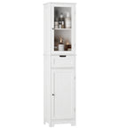 Homfa Tall Narrow Bathroom Storage Cabinet With Door And Drawer, 15.7in L x 11.8in W x 67in H, White