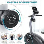 MARNUR Recumbent Exercise Bike With 8 Levels Adjustable Resistance, LCD Monitor, Pad Holder And Wheels