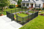 Decorative Metal Garden Fence 92ft L x 40in H, 35 Panels + 5 Gates, Black-Silver
