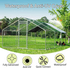 HITTITE Large Metal Chicken Coop With Run 19.19 x 9.84 x 6.56 ft - Walk-In Poultry Cage