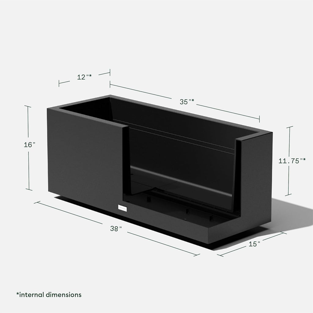 Veradek Rectangular Planter, Large, 16 in x 15 in x 38 in - Block Series Long Box