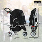 Bestpet Pet Stroller, 3 Wheels Travel Folding Carrier - T13