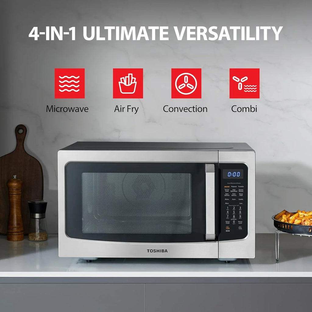 TOSHIBA 4-in-1 Countertop Microwave Oven, 1.5 Cu Ft, 1000W, Silver - ML-EC42P(SS)