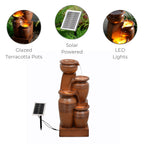 Teamson Home 28.74 in Solar 4-Tier Cascading Bowl Water Fountain With LED Lights - Navy