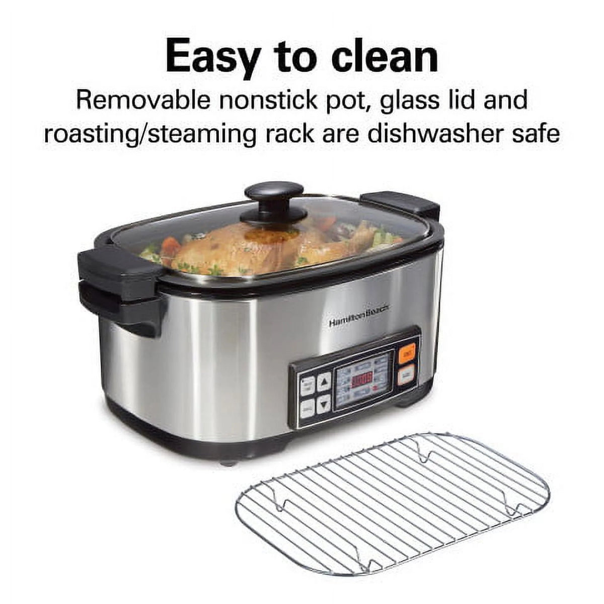 Hamilton Beach 9-in-1 Multi Cooker, 6 Qt Nonstick Aluminum Crock