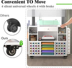 Rolling Craft Storage Cart For Cricut Machines With 48-Spool Vinyl Holder, 41.93 x 14.2 x 31.1 Inches