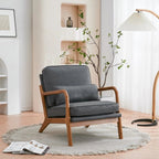 Linen Accent Lounge Chair With Solid Wood Frame, 25.6in D x 34.6in W x 36.6in H