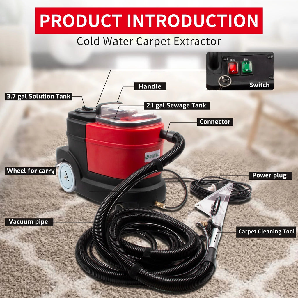 SunMax Carpet And Upholstery Extractor Cleaning Machine, 1.07 HP, 3.7-Gal Tank