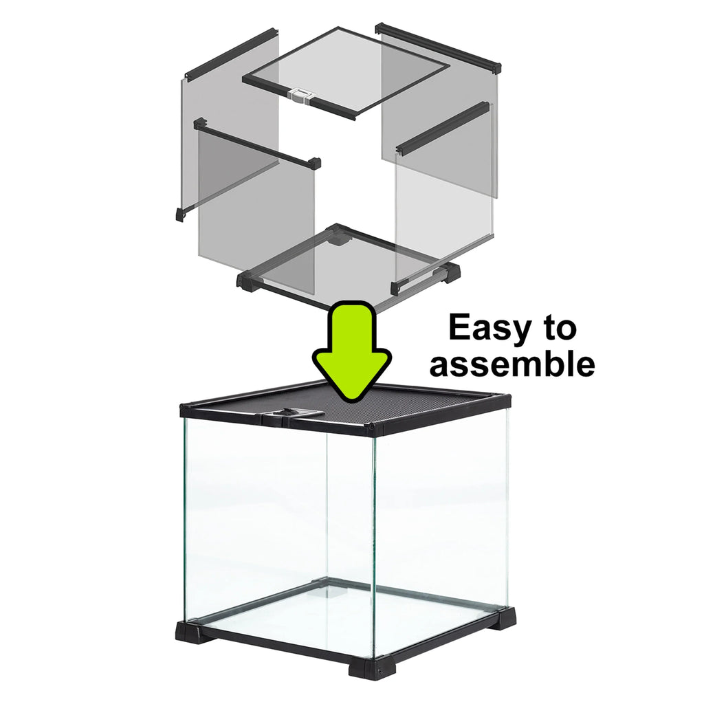 REPTIZOO Knock-Down Mini Glass Reptile Habitat, 20in x 12in x 10in, 10 Gallon
