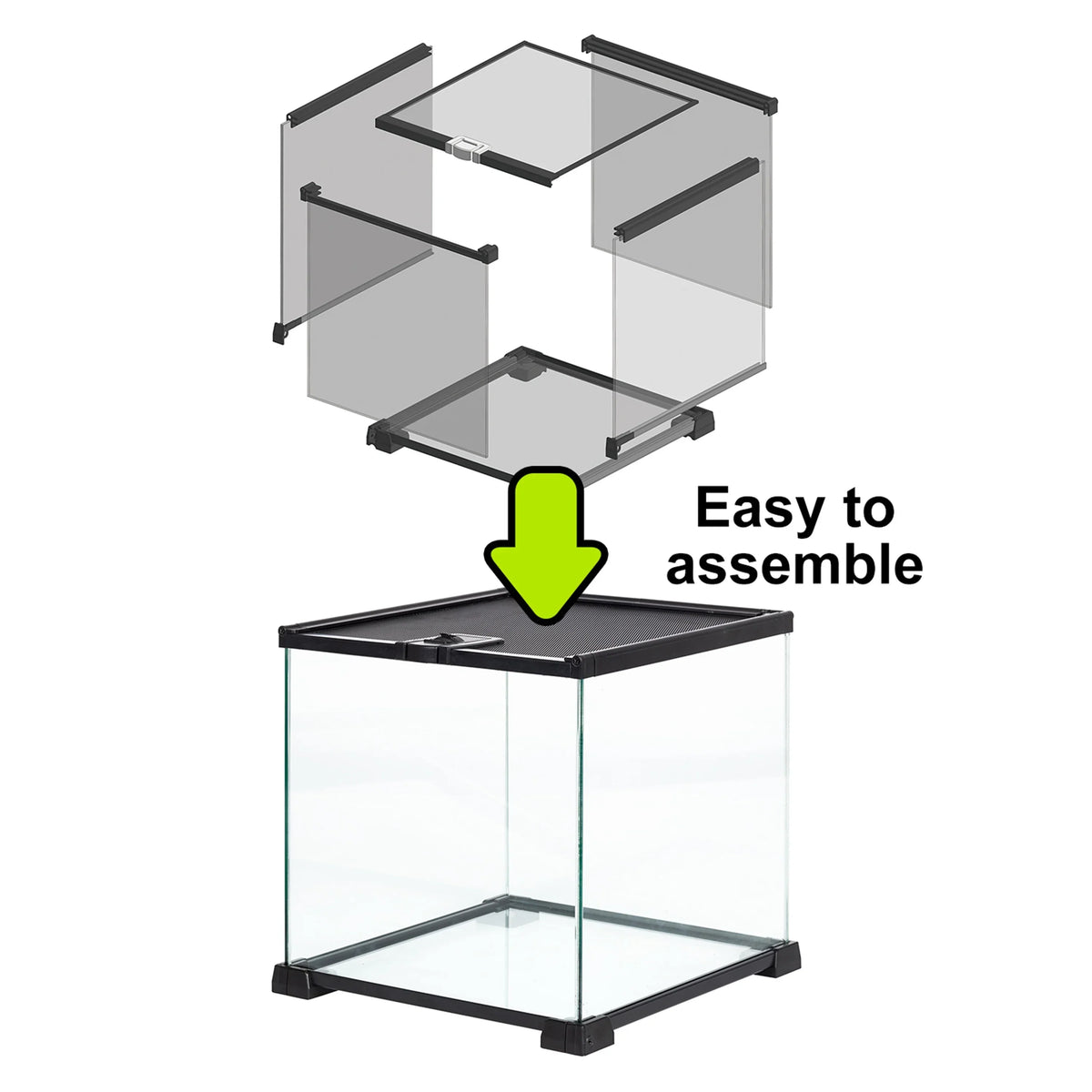 REPTIZOO Knock-Down Mini Glass Reptile Habitat, 20in x 12in x 10in, 10 Gallon