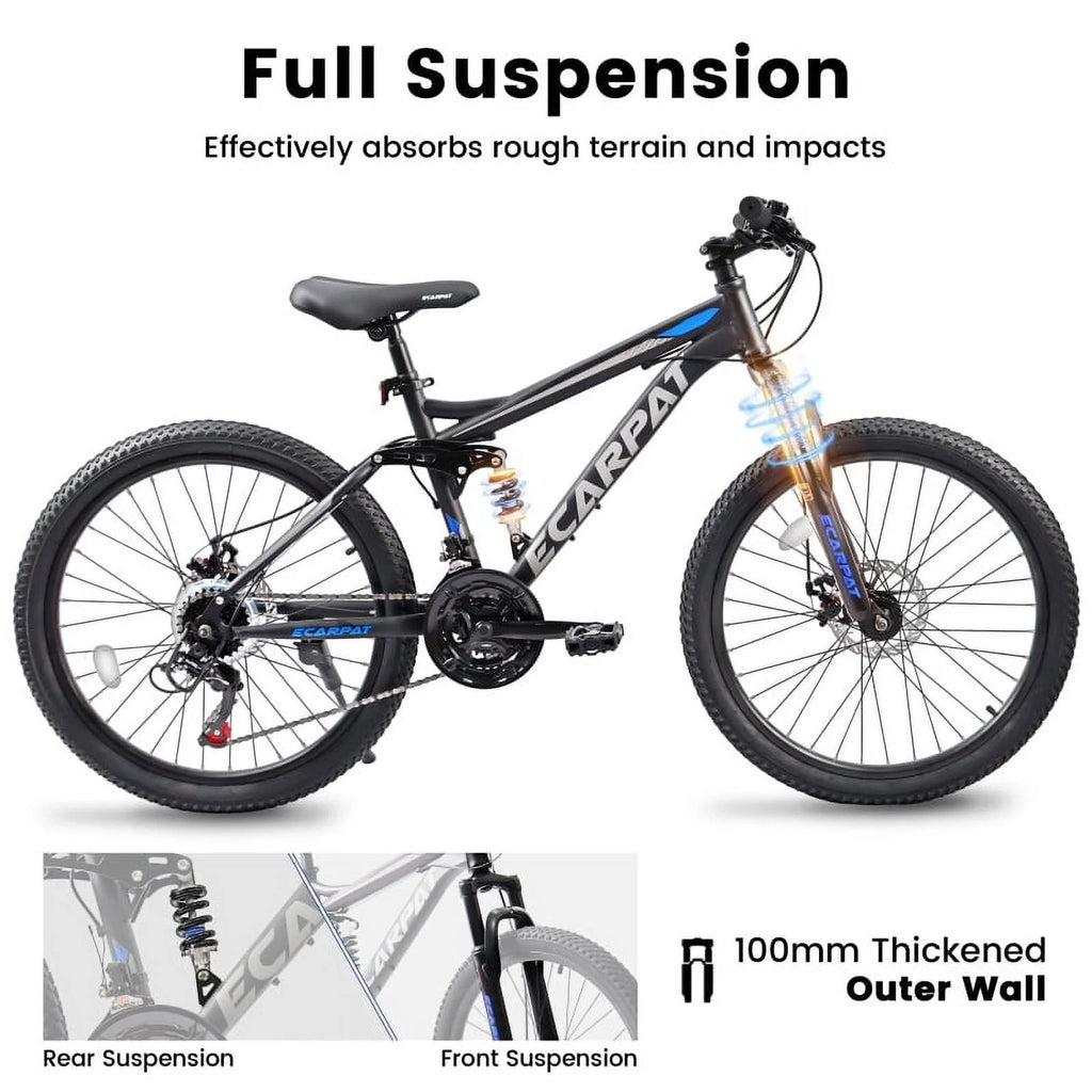 27.5 Inch Full Suspension Mountain Bike With Front And Rear Dual Shock Absorbers, Mechanical Disc Brakes, 21-Speed - A2760