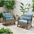 Seizeen 3-Piece Patio Conversation Set With Rocking Chairs And 2-Tier Coffee Table