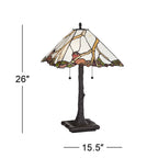 Robert Louis Tiffany Table Lamp 26 inch High Dark Bronze Cherry Blossom Stained Art Glass Shade