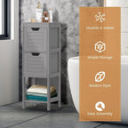 Freestanding Wooden Bathroom Storage Cabinet With 2 Adjustable Drawers - Gray