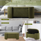 KINFFICT Velvet Upholstered Storage Ottoman Bench, 43.3 inch, Green
