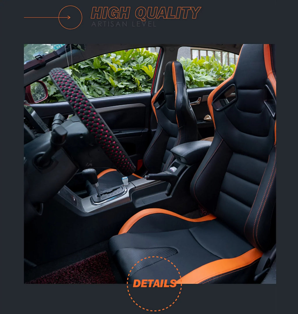 Universal PVC Leather Racing Seats, 2PCS, Black and Orange