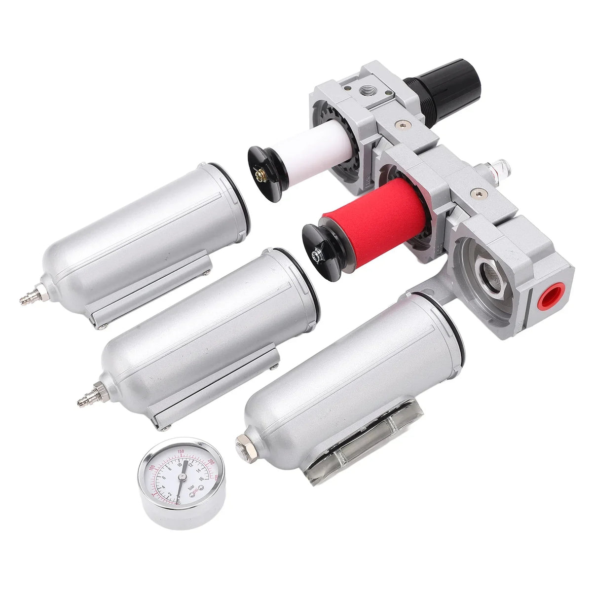 3 Stage Compressed Air Particulate Filter Dryer, Aluminum Alloy, Metal Bowl - 1/2 in Manual