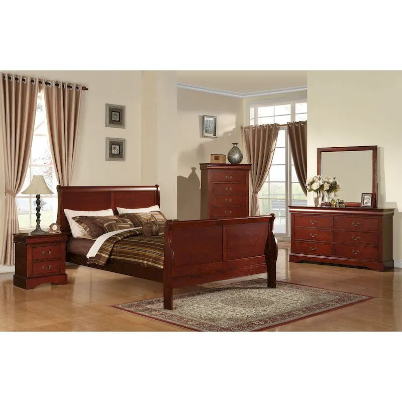 Louis Philippe III 6-Drawer Cherry Brown Dresser