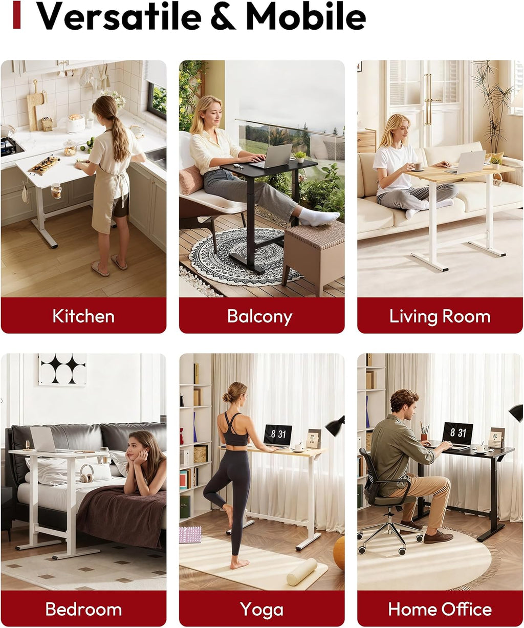 SANODESK Mobile Standing Desk With Gas-Spring Lift - 32x20, 40x24, Or 48x24 One-Piece Desktop