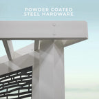 Backyard Discovery Galvanized Steel Corner Pergola With Seating, White, 12x8' - Ridgedale