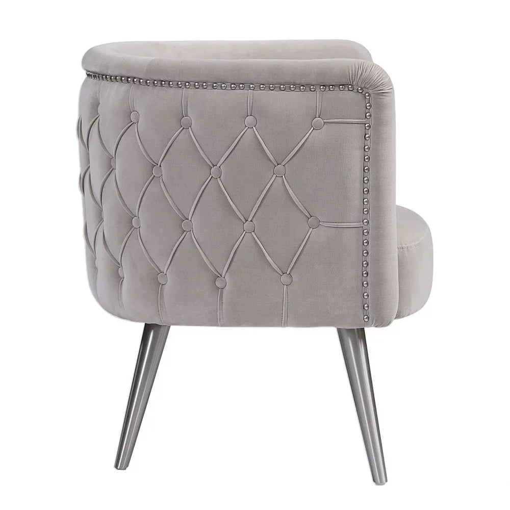 Bailey Street Home Accent Chair, 31 inch, Champagne Velvet, Antique Nickel/Brushed Nickel Finish - 208-Bel-3086994