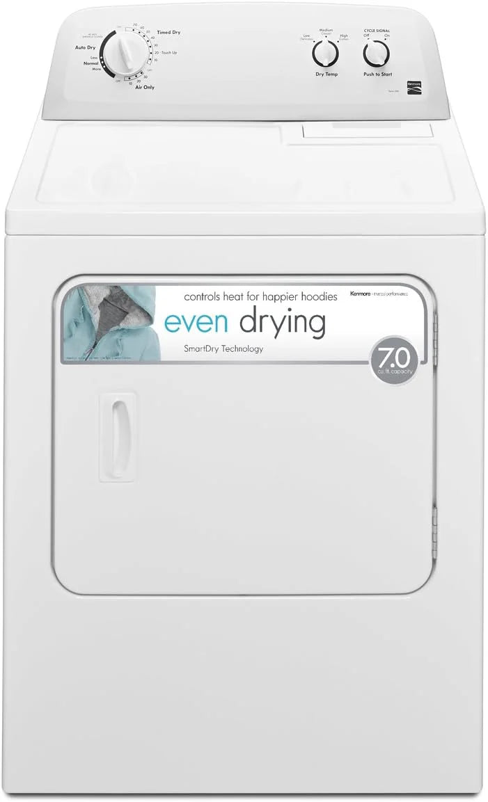 Kenmore Front Load Electric Dryer With Wrinkle Guard, 29in, 7.0 Cu. Ft., White - 62332