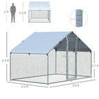 PawHut Walk-In Chicken Coop Run With Waterproof Anti-UV Cover - 9.8' x 6.6' x 6.4', 1.26 in Tube Diameter