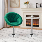HOMEZY Tufted Swivel Vanity Chair, Black - Height Adjustable, 360-Degree