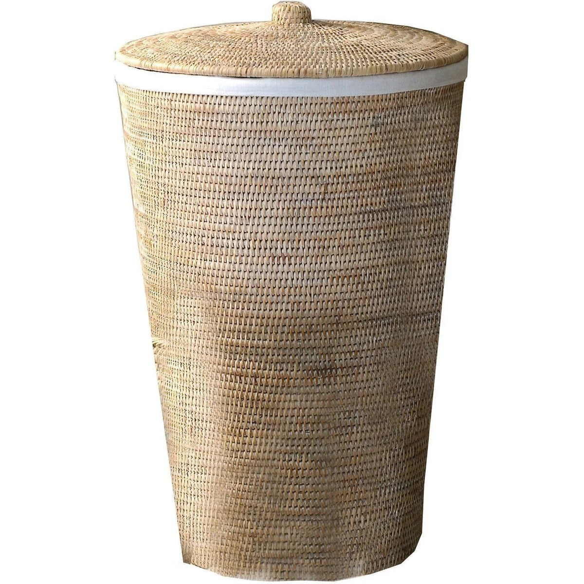AGM Home Store DWBA Malacca Single Hamper Laundry Basket With Lid 15x25in - Rattan
