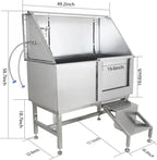 Cuisinaid 50-Inch Stainless Steel Dog Grooming Tub With Ramp, Faucet And Drain Kit