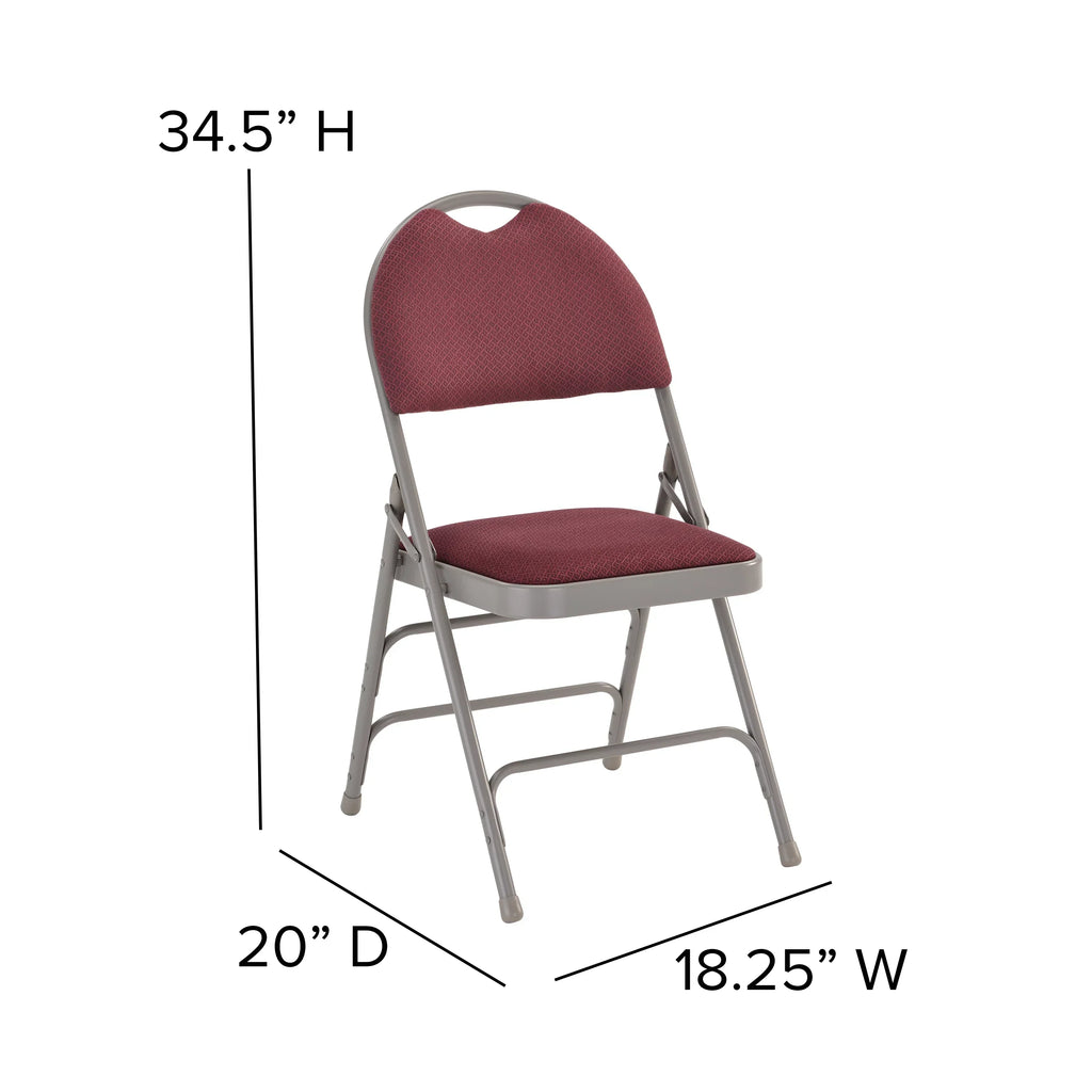 Flash Furniture HERCULES Series Triple-Braced Burgundy Fabric Metal Folding Chair