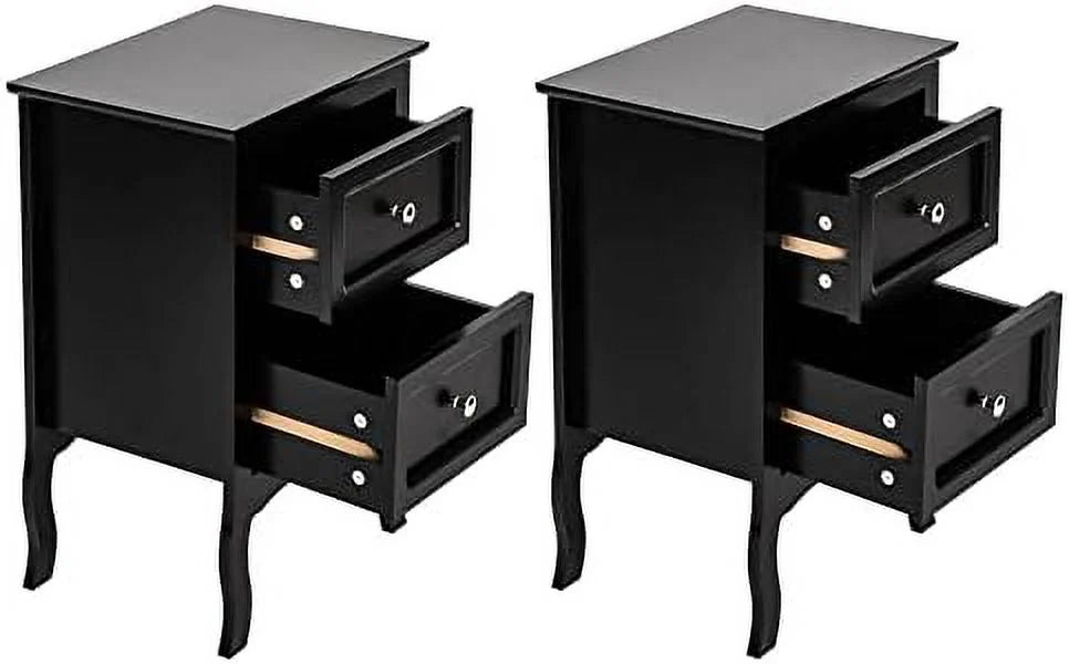 NTTBOBOEC Nightstand With 2 Drawers, Brown, 15.74in W x 11.81in D x 23.66in H