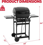 2 Burner Propane Gas Grill, 26,500 BTU, Porcelain-Enamel Body And Lid, 416 Sq. In. - With Warming Rack And Side Tables