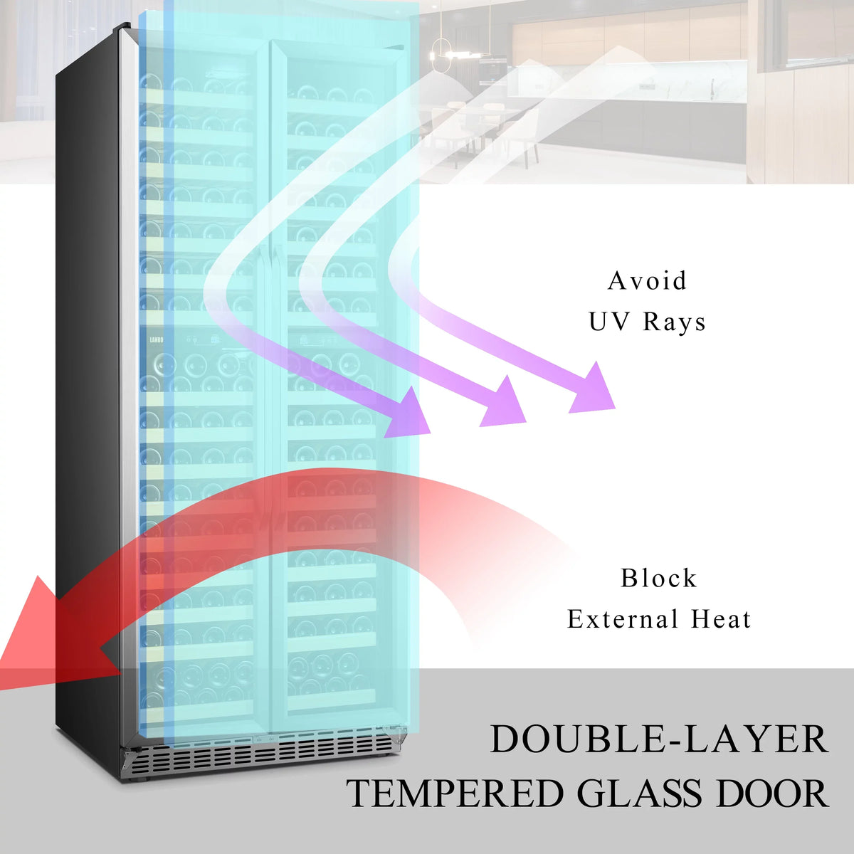 Lanbo 32 Inch 287 Bottle Dual Zone Compressor Freestanding Wine Refrigerator - LW328DD