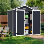 Seizeen Resin Outdoor Storage Shed With Floor, Light Gray, 82 in H