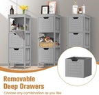 Freestanding Wooden Bathroom Storage Cabinet With 2 Adjustable Drawers - Gray