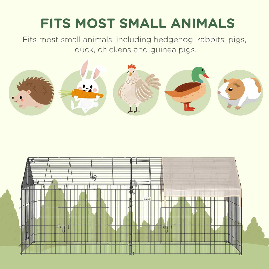 PawHut Metal Chicken Coop, 86.5 in x 40.5 in, Beige - Portable Small Animal Playpen
