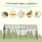 PawHut Metal Chicken Coop, 86.5 in x 40.5 in, Beige - Portable Small Animal Playpen
