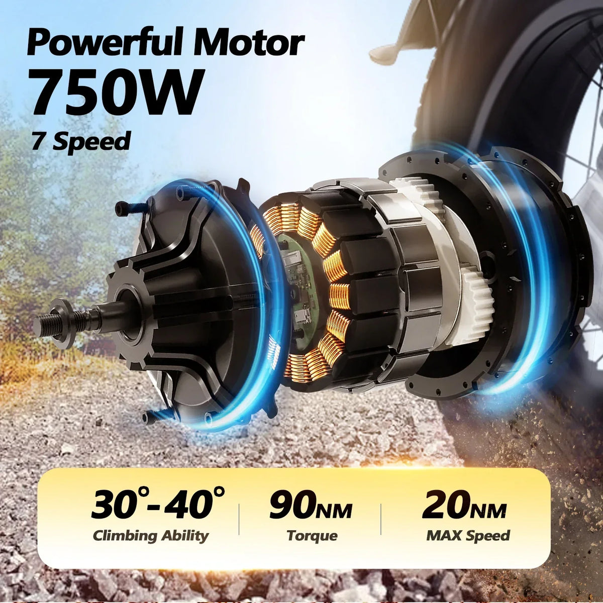 Adult Folding Electric Bike, 20in Fat Tire, 750W, 48V 25AH, 7 Speed, 20MPH - RS