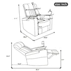 Power Home Theater Recliner Chair, 34.6 D x 38.2 W x 41.4 H, 110-160 Recline, 270 Swivel