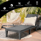 Outdoor Patio Chaise Lounge Chair Recliner - Adjustable 5 Positions, Wood Texture Design