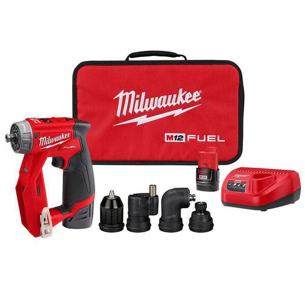 Milwaukee M12 FUEL 12V Lithium-Ion Brushless Cordless 4-in-1 3/8 in. Installation Drill Driver Kit With 4 Tool Heads