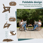 KINGYES Folding Adirondack Rocker Chair Set Of 2 With Footrest And Dual Cup Holders - Black