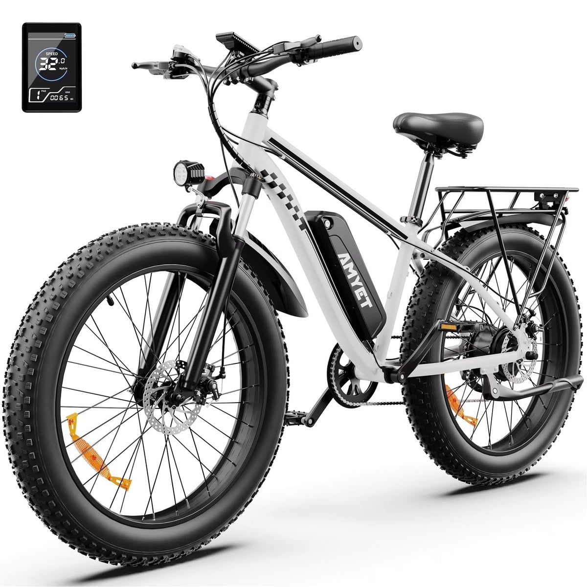 AMYET 26 x 4 Fat Tire Electric Mountain Bike, 48V 15Ah, 7-Speed - EB26