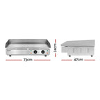 Devanti Commercial Electric Griddle BBQ Grill Plate, 73cm, 4400W, Silver