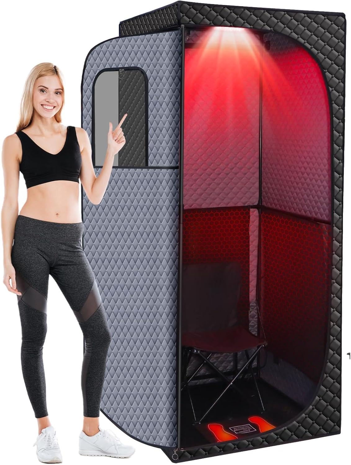 Personal Indoor Infrared Sauna Tent With Red Light Therapy, 9 Levels Up To 140F