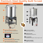 100QT Stainless Steel Seafood Boiling Kit With 82QT Basket And 200,000BTU Propane Stove
