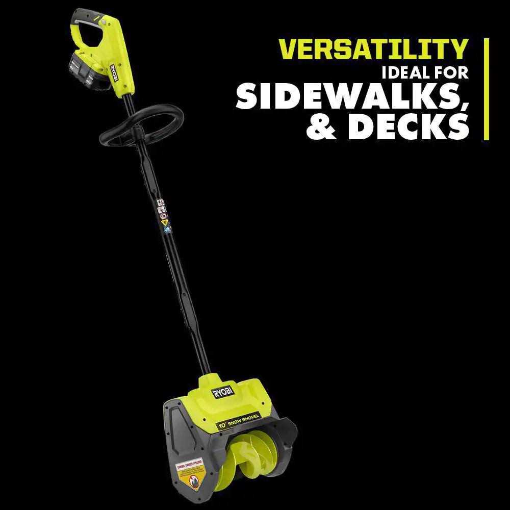 RYOBI ONE+ 18V 10 in. Cordless Electric Snow Shovel With 4.0 Ah Battery And Charger