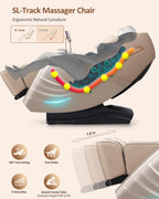 RELX Full Body Zero Gravity SL-Track Shiatsu Massage Chair, Cream