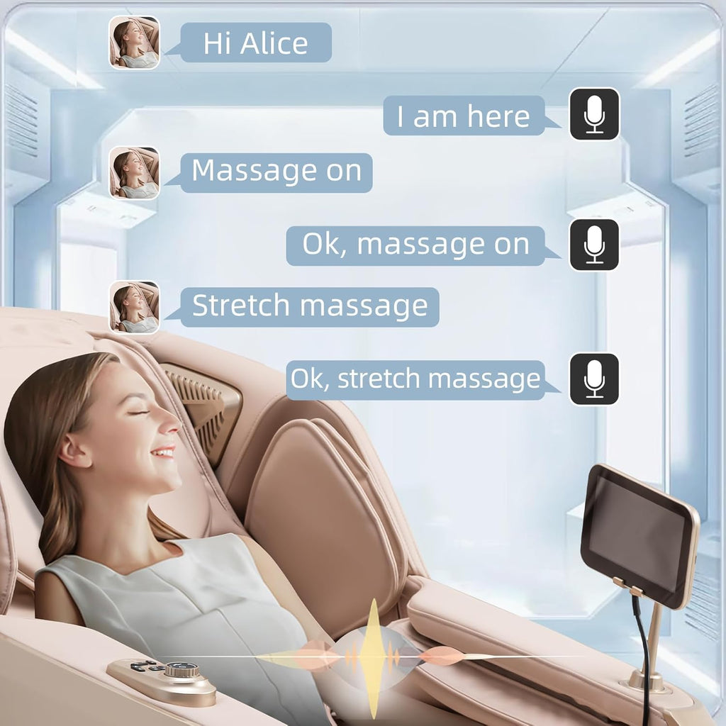 MassaMAX 4D Full Body Massage Chair With Auto Footrest, SL Track, Zero Gravity, Heating, Golden - MT339